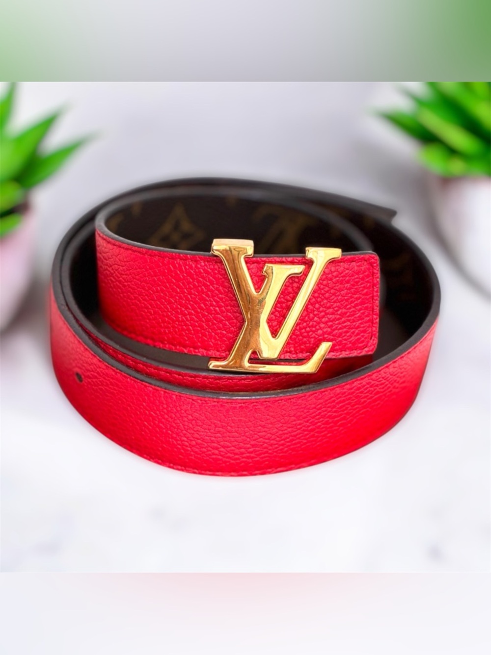 LOUIS VUITTON Monogram 30mm LV Initiales Reversible Belt